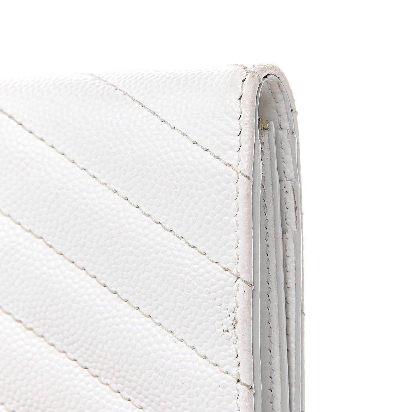 Grain De Poudre Matelasse Chevron Monogram Card Case White