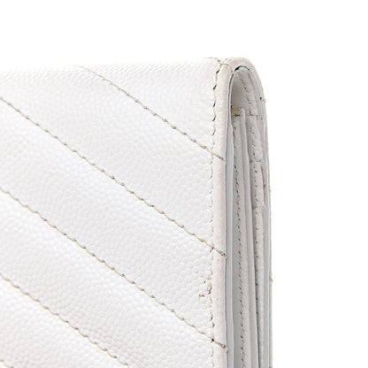 Saint Laurent Grain De Poudre Matelasse Chevron Monogram Card Case White 10 of 11