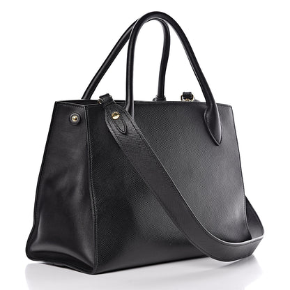 Prada Saffiano Cuir Calfskin Medium Monochrome Top Handle Tote Black 3 of 9