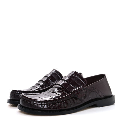 Loewe Calfskin Crocodile Embossed Campo Loafers 36 Burgundy 4 of 11