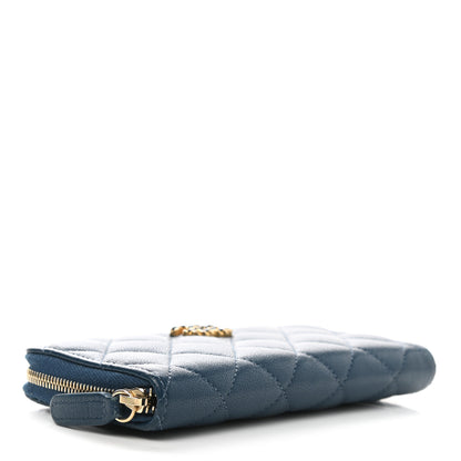 Chanel Lambskin Quilted 19 Small Zip Around Wallet Blue 4 of 8