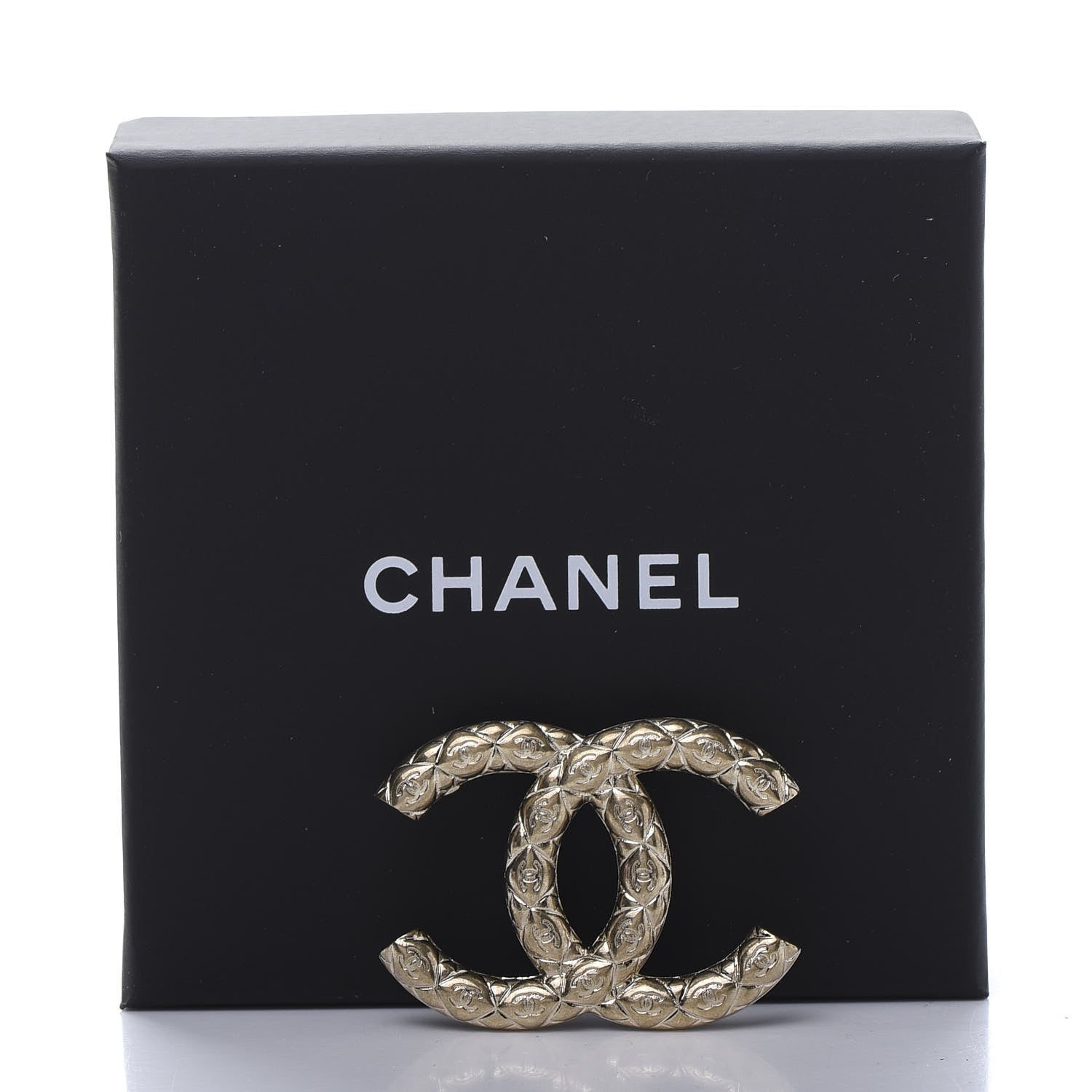 Chanel Metal CC Diamond Quilted Brooch Light Gold 5 of 5