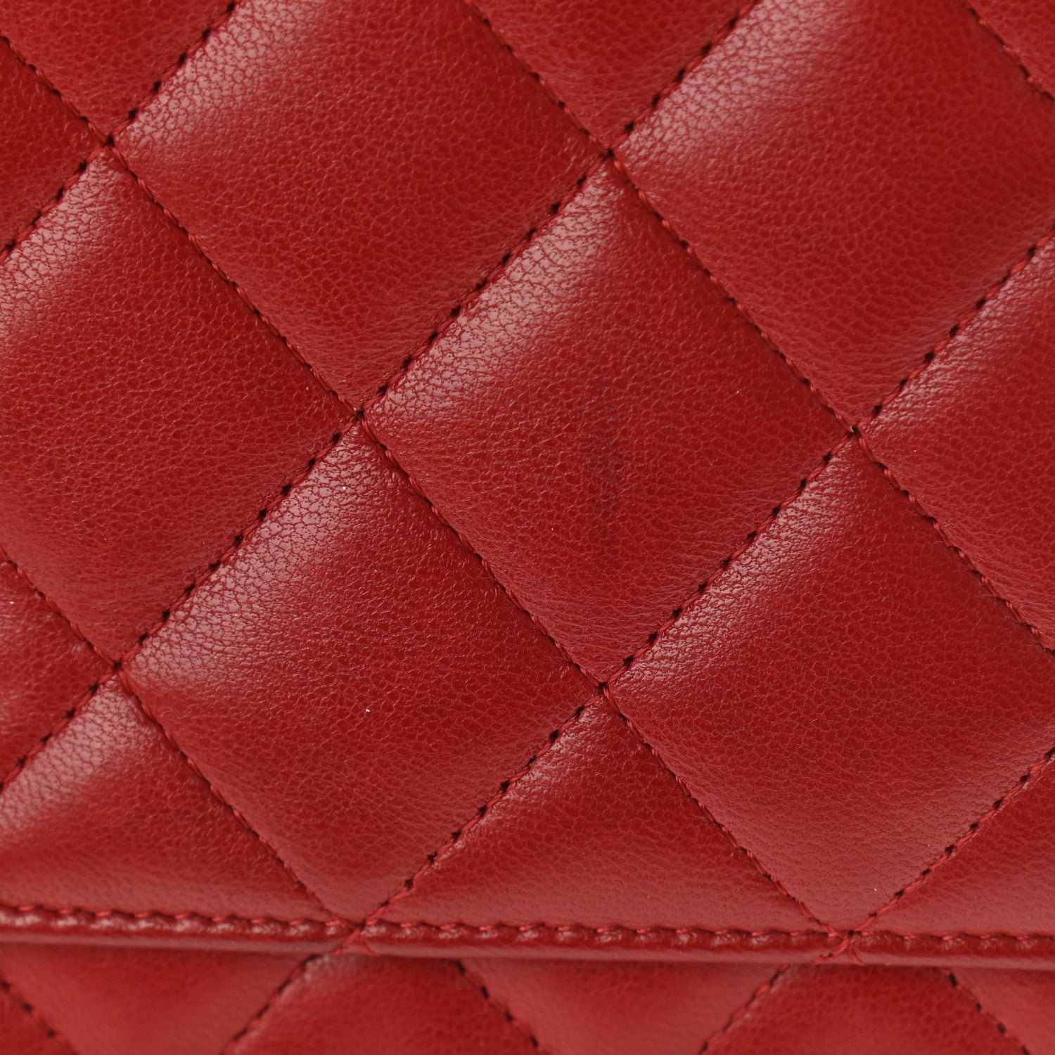 Chanel Lambskin Quilted Wallet On Chain WOC Red 13 of 14