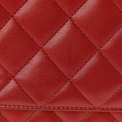 Chanel Lambskin Quilted Wallet On Chain WOC Red 13 of 14