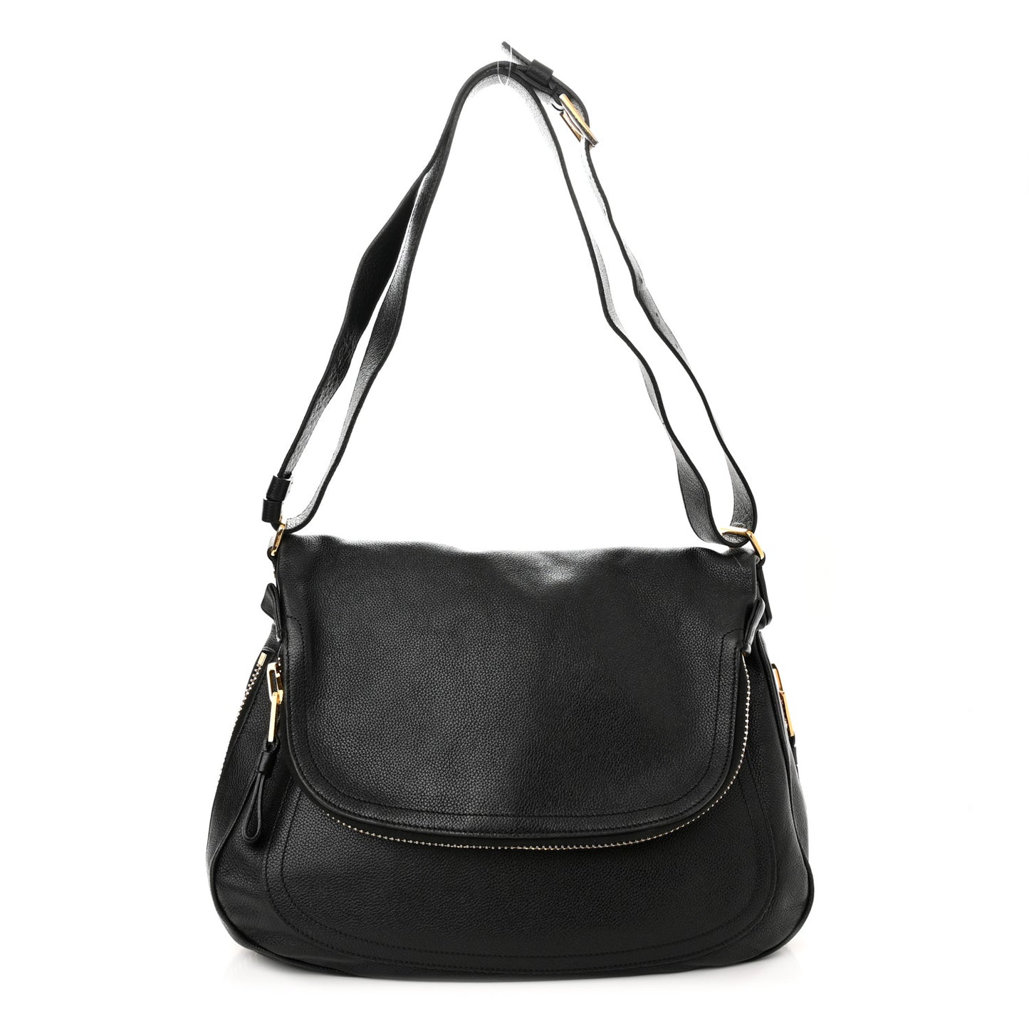Grained Calfskin Medium Jennifer Crossbody Bag Black