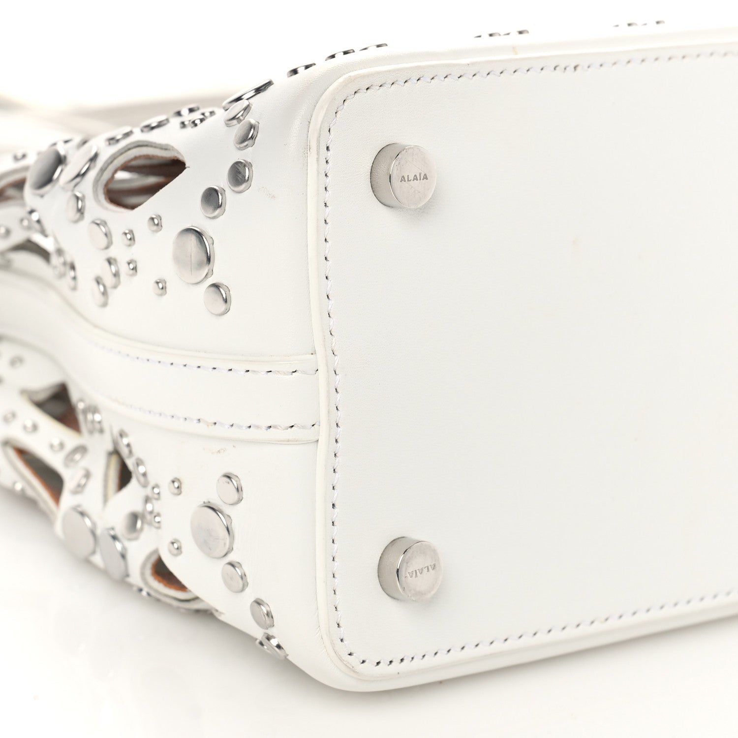 Alaia Calfskin Laser Cut Mina 16 Bag White 7 of 12