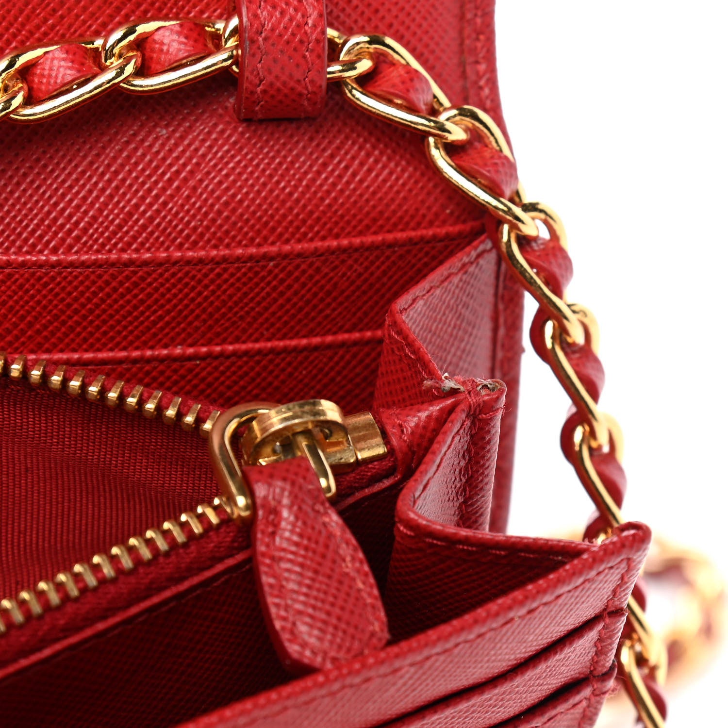 Prada Saffiano Wallet on Chain Fuoco 9 of 11