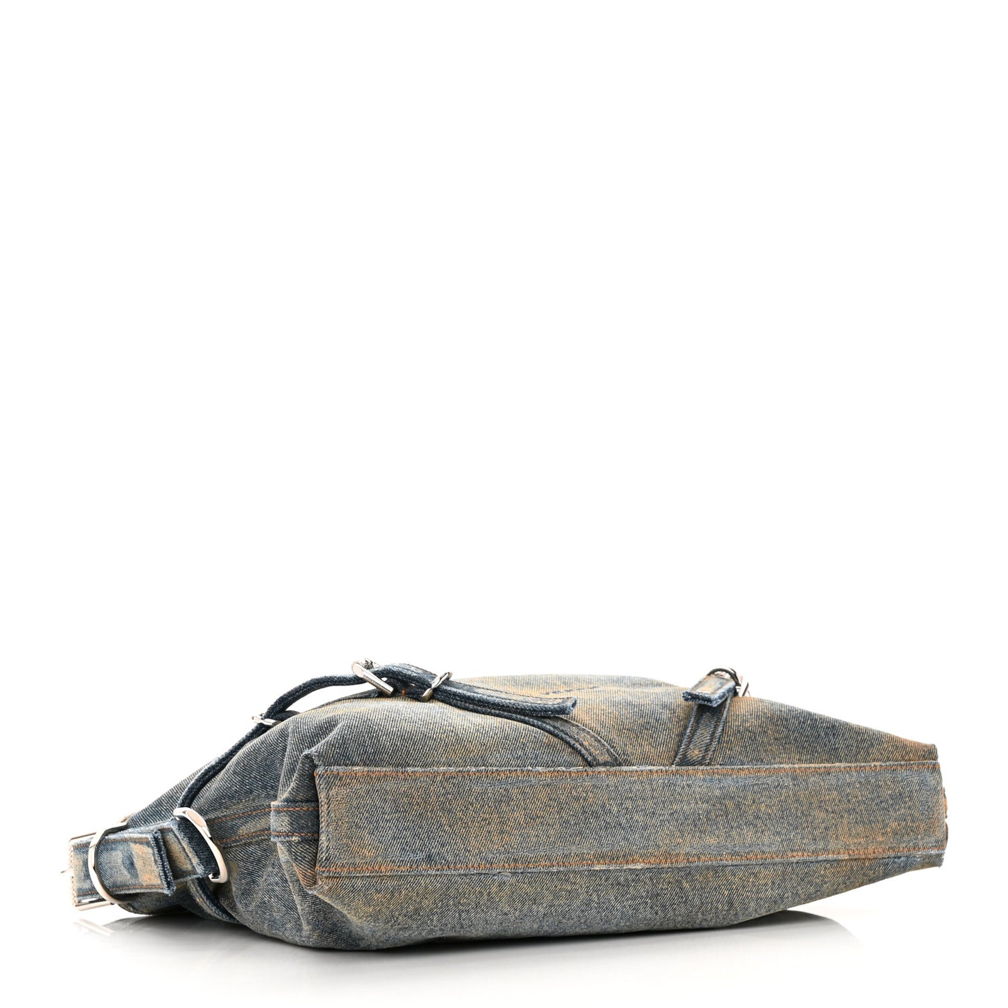 Washed Denim Medium Voyou Bag Military Blue