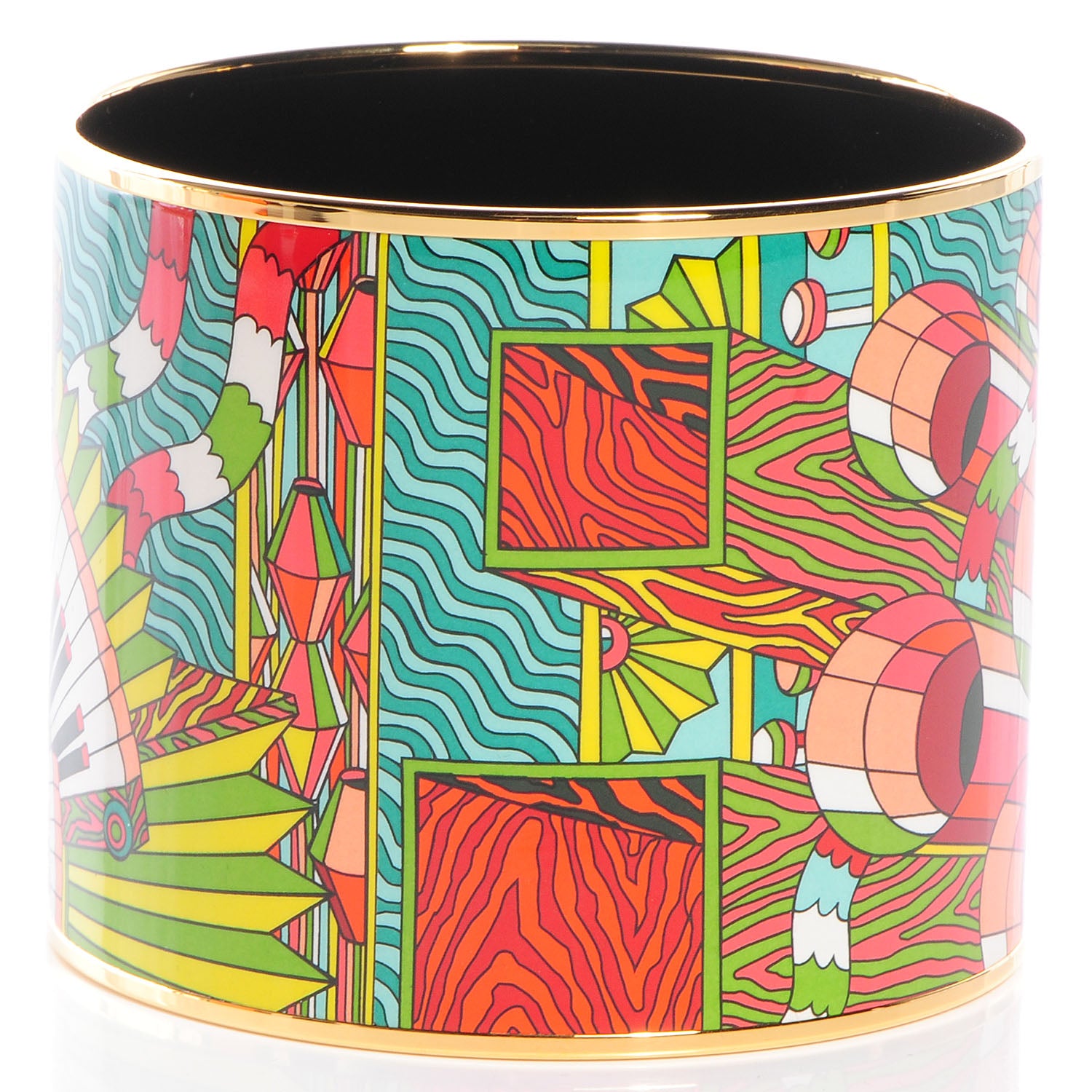 Hermes Enamel Printed Mega Wide Point d'Orgue Bracelet 70 3 of 6