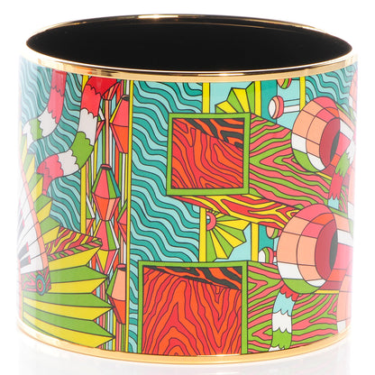 Hermes Enamel Printed Mega Wide Point d'Orgue Bracelet 70 3 of 6