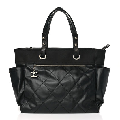 Chanel Coated Canvas Quilted Large Paris Biarritz Tote Black 3 of 10