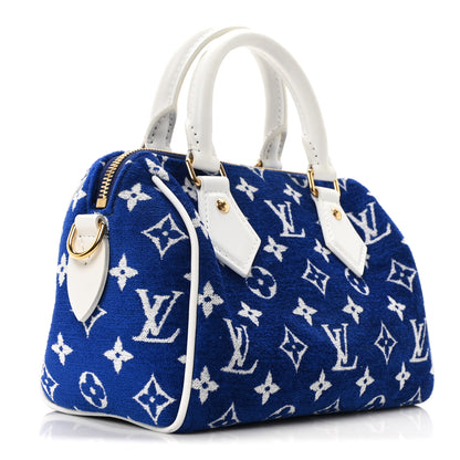 Louis Vuitton Jacquard Velvet Monogram LV Match Speedy Bandouliere 20 Blue 3 of 9