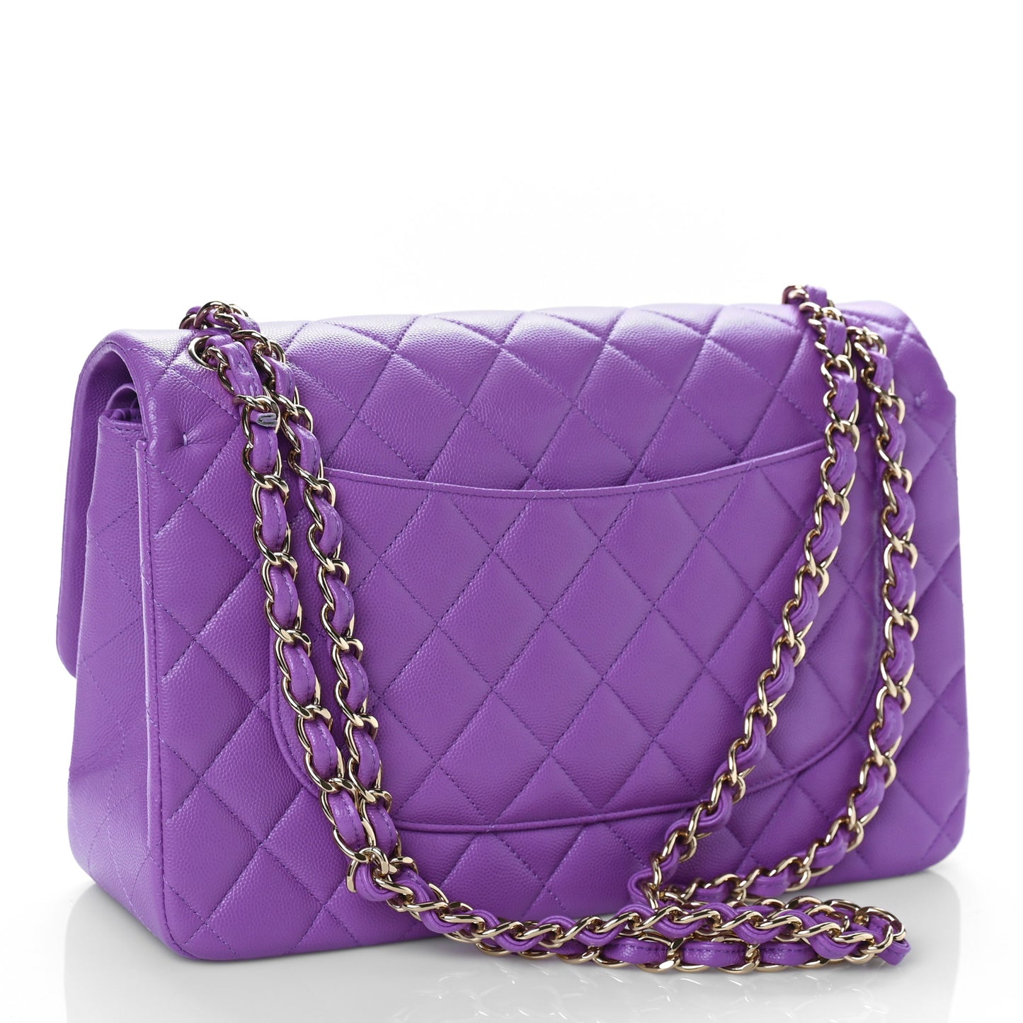 Caviar Quilted Jumbo Double Flap Purple