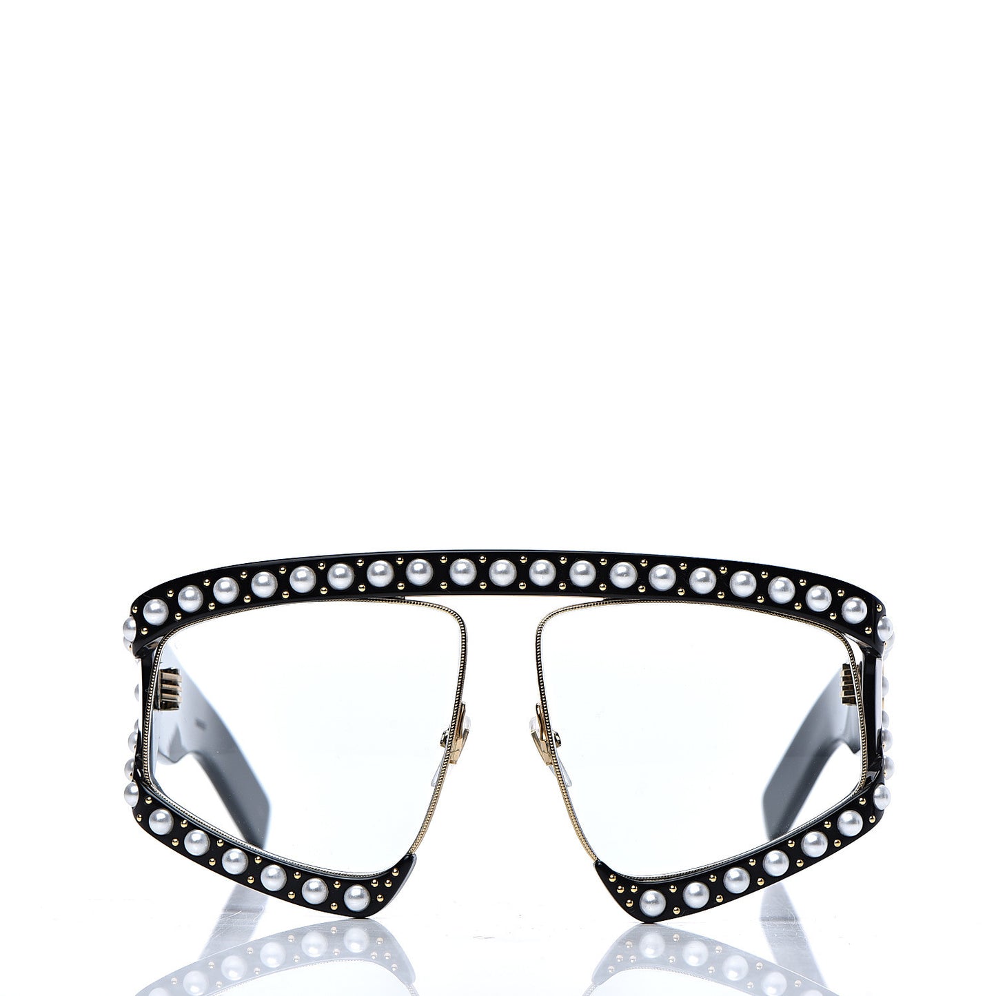 Acetate Pearl Rectangular Frame Sunglasses GG0234S Black
