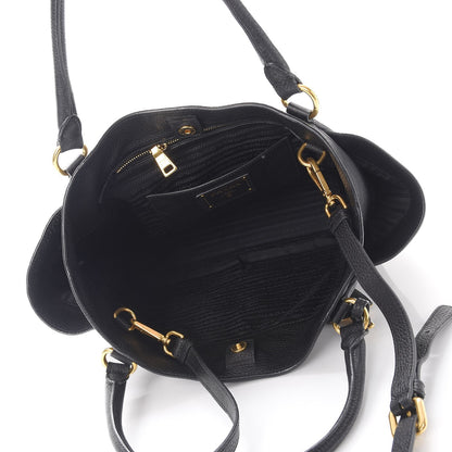 Prada Vitello Daino Side Pocket Tote Nero Black 6 of 11