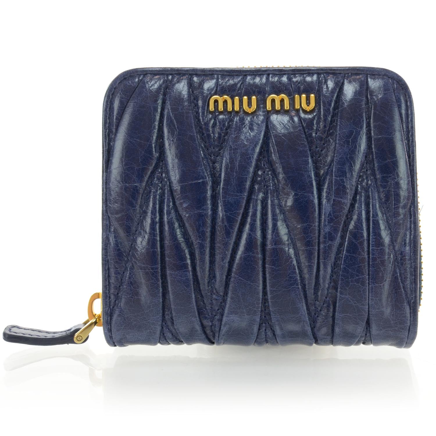 Miu Miu Matelasse Compact Wallet Blue 1 of 8