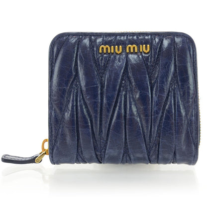 Miu Miu Matelasse Compact Wallet Blue 1 of 8