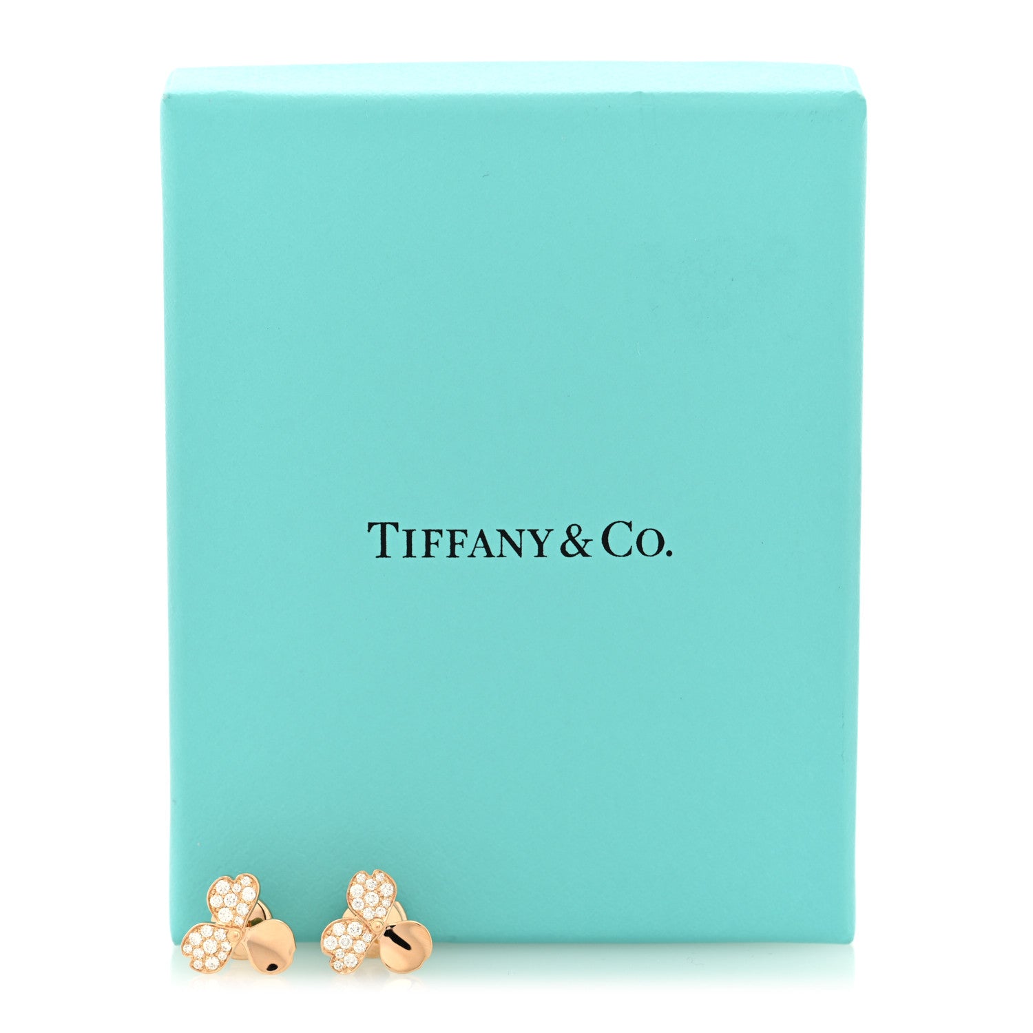 Tiffany 18K Rose Gold Diamond Paper Flowers Earrings 5 of 5