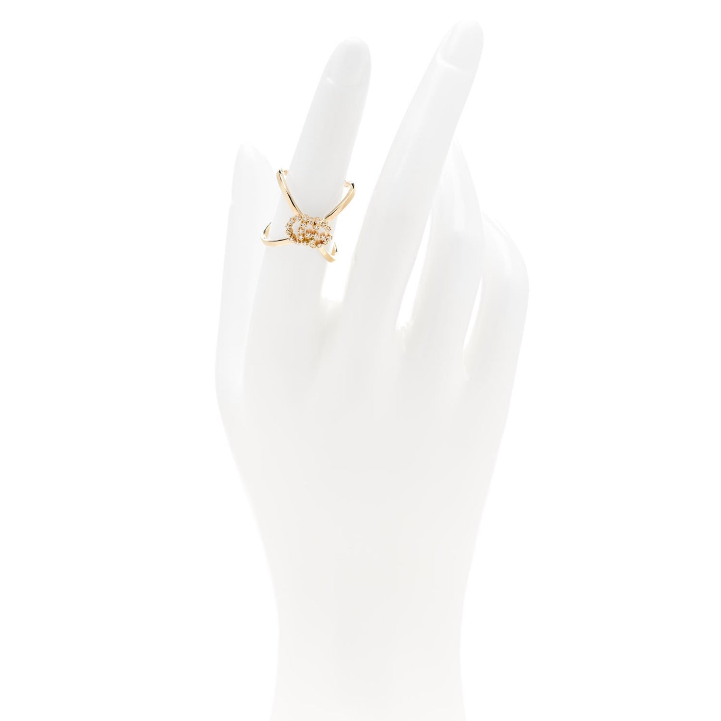 18K Yellow Gold Diamond Running G Cross Ring 50 5.5