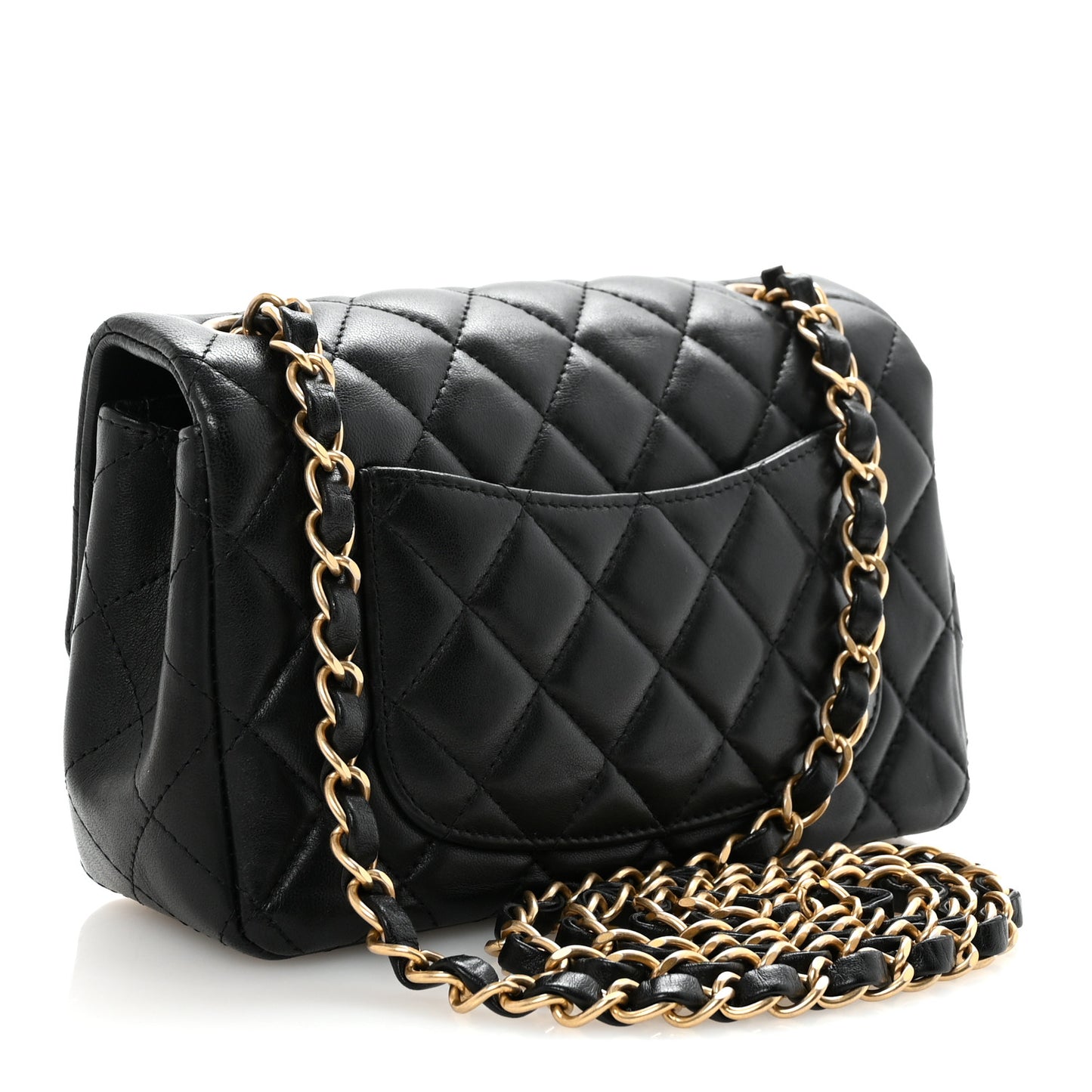 Lambskin Quilted Mini Rectangular Flap Black