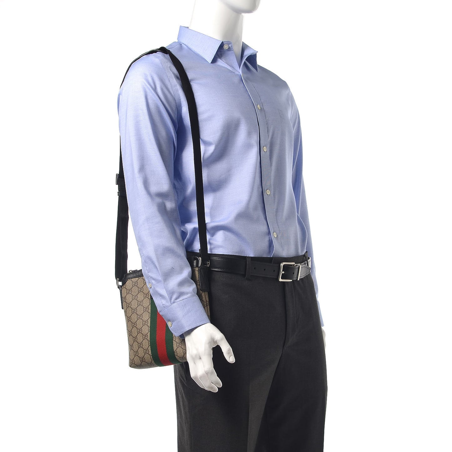 GG Supreme Monogram Web Messenger Bag Black