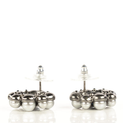 Chanel Pearl Crystal CC Earrings Ruthenium 3 of 6