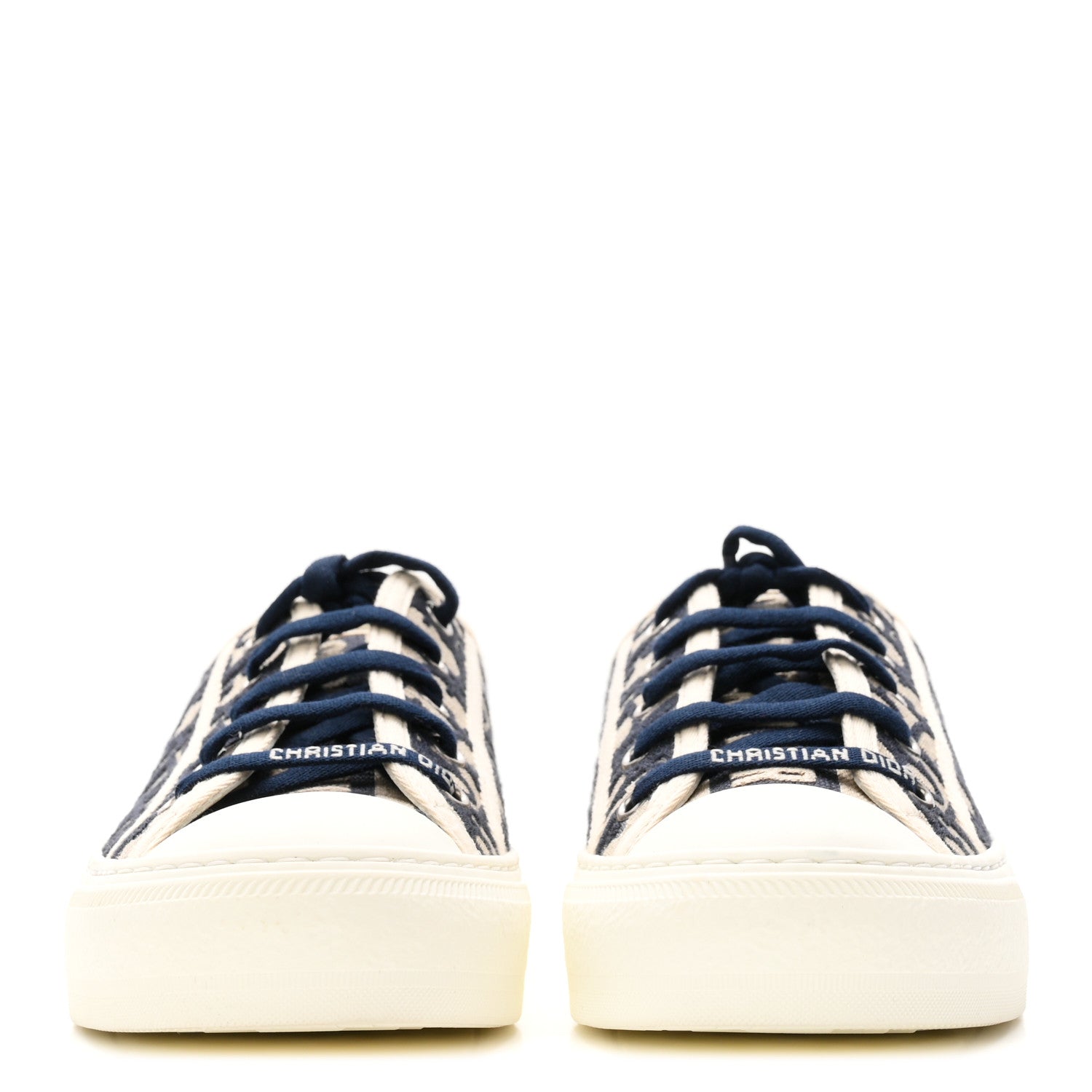 Christian Dior Canvas Oblique Walk'N'Dior Low Top Platform Sneakers 36.5 Deep Blue 3 of 9