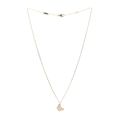 Van Cleef & Arpels 18K Yellow Gold Mother of Pearl Sweet Alhambra Butterfly Pendant Necklace 3 of 6