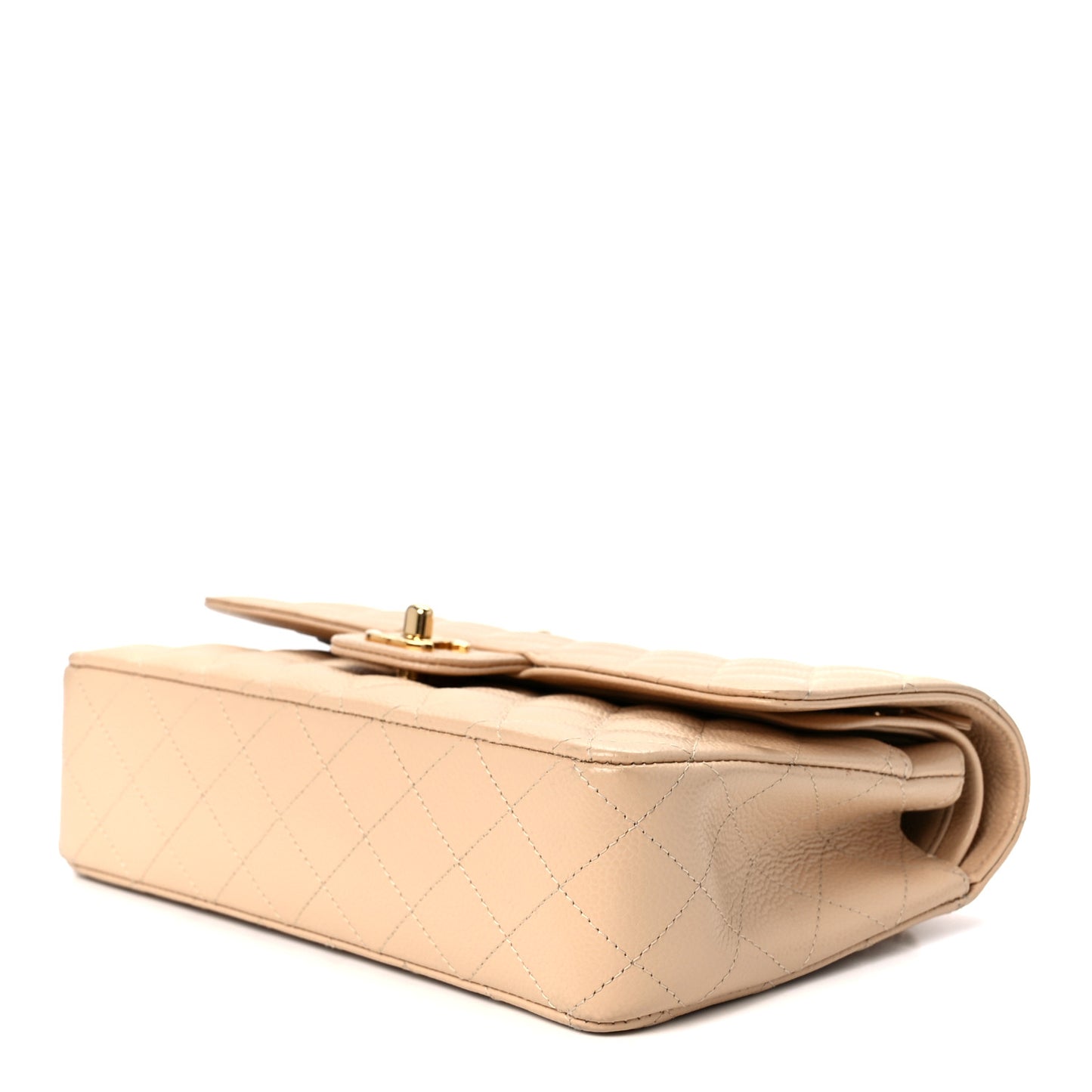 Caviar Quilted Medium Double Flap Beige Clair