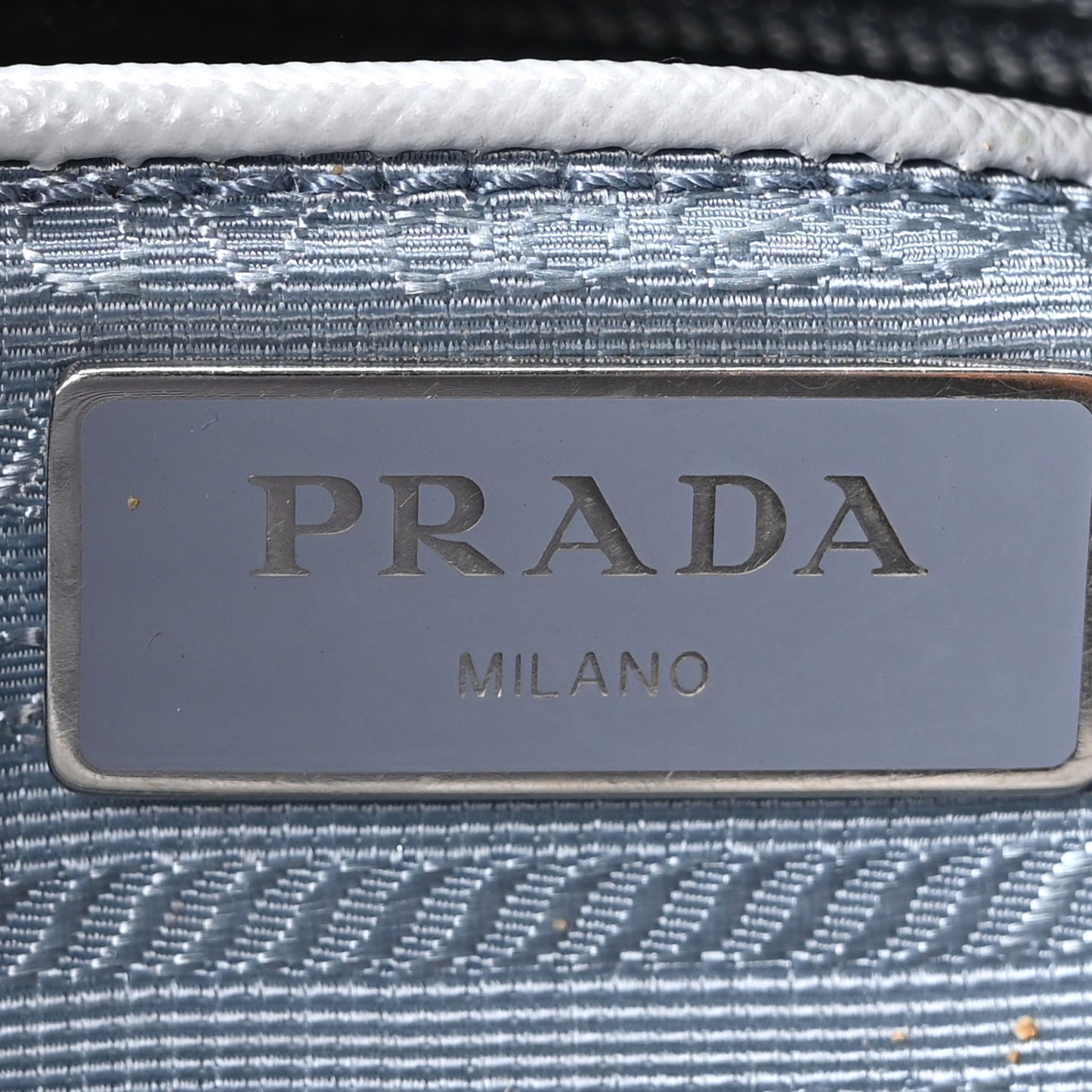 Re-Nylon Vela Saffiano Pocket Double Buckle Messenger Shoulder Bag Fiordaliso