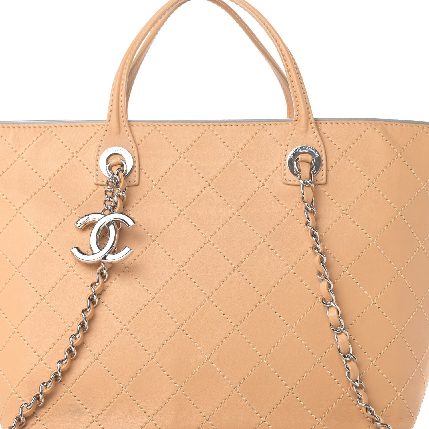 Chanel Calfskin Stitched Medium Shopping Tote Beige 8 of 16