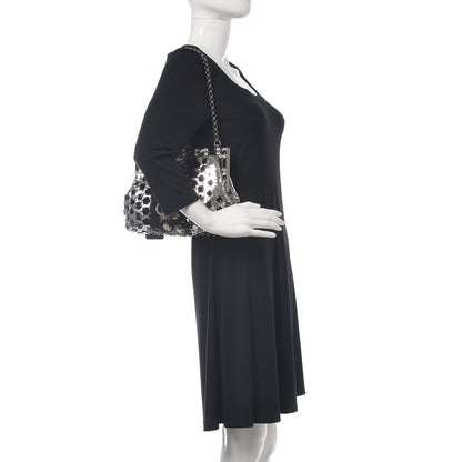 Dolce & Gabbana Satin Sequin Crystal Embellished Vanda Circles Chain Clutch Black 2 of 9