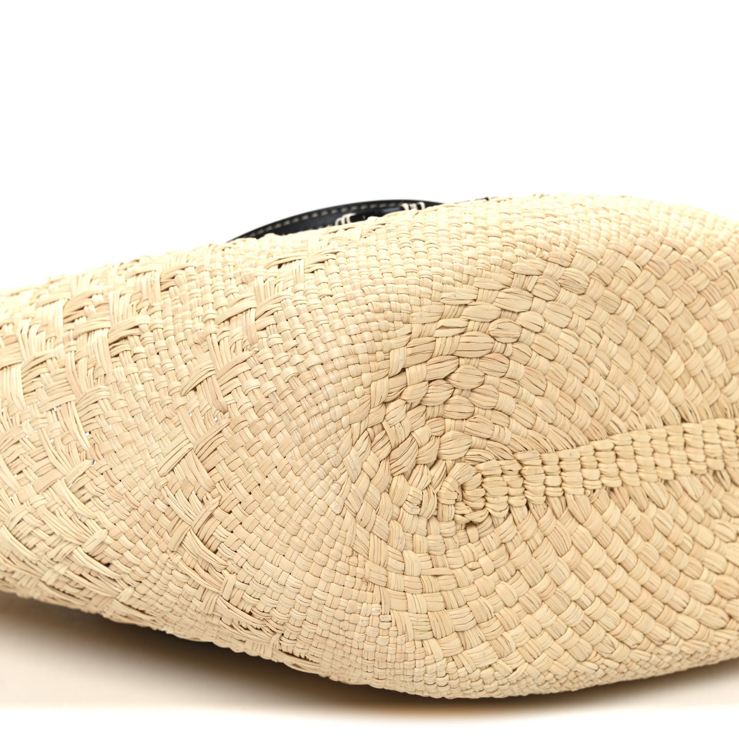 Calfskin Raffia Paulas Ibiza Medium Anagram Basket Tote Bag Natural Black