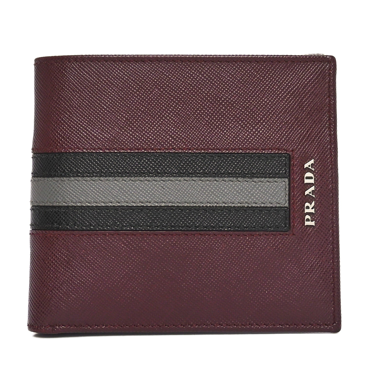 Prada Saffiano Tri-Color Bi-Fold Wallet Granato 1 of 10