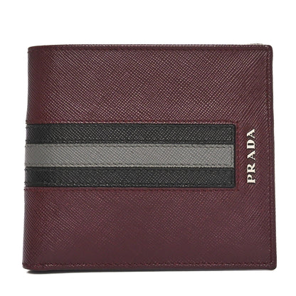 Prada Saffiano Tri-Color Bi-Fold Wallet Granato 1 of 10