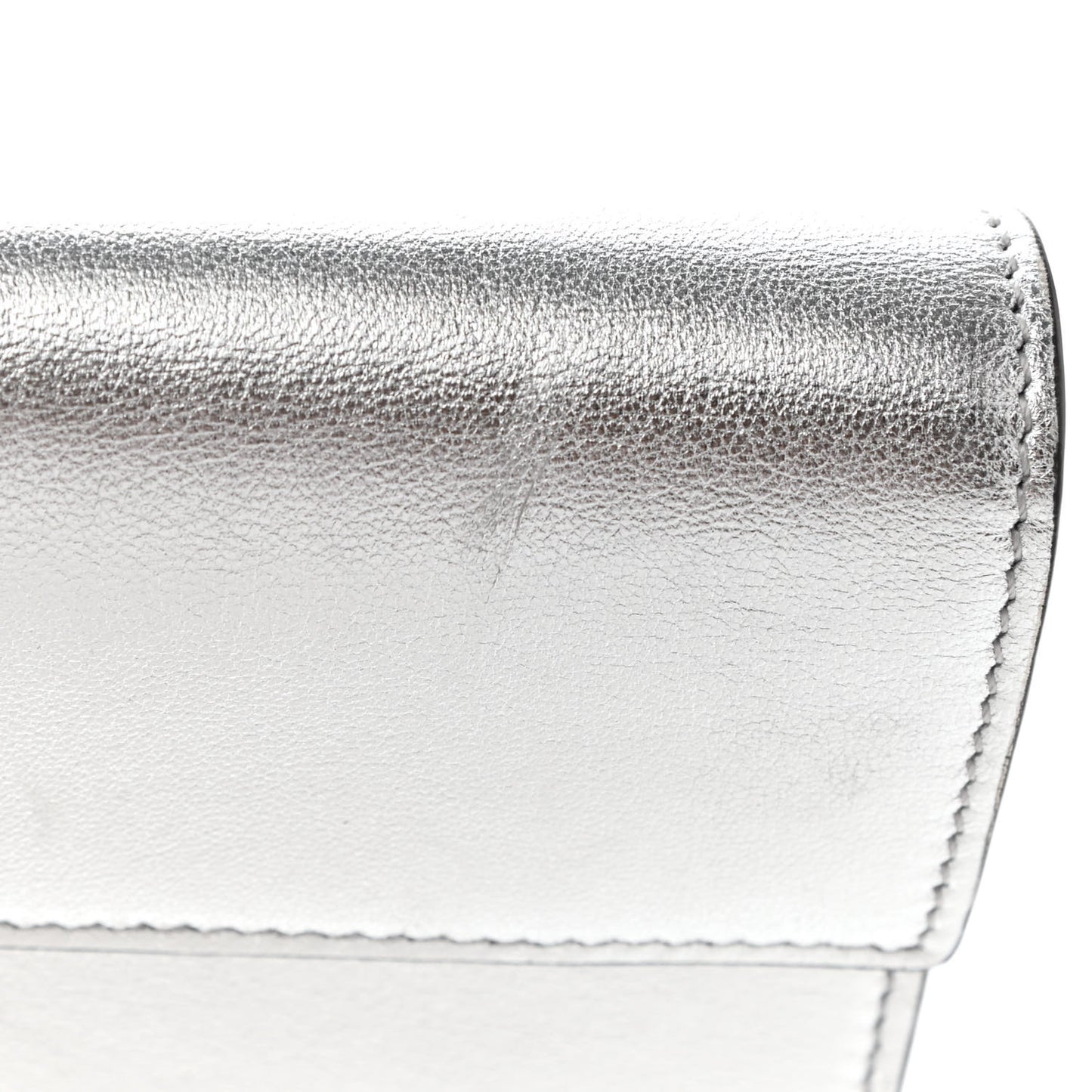 Metallic Calfskin Large Vlogo Escape Clutch Silver