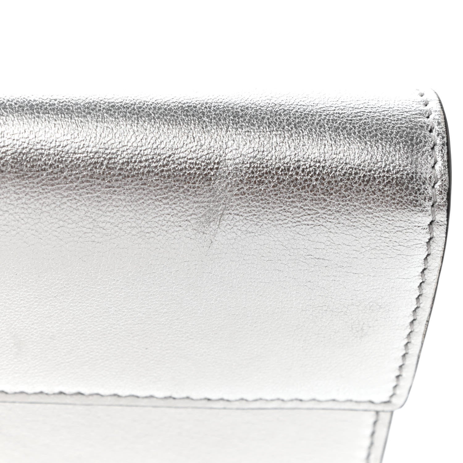 Valentino Garavani Metallic Calfskin Large Vlogo Escape Clutch Silver 9 of 10