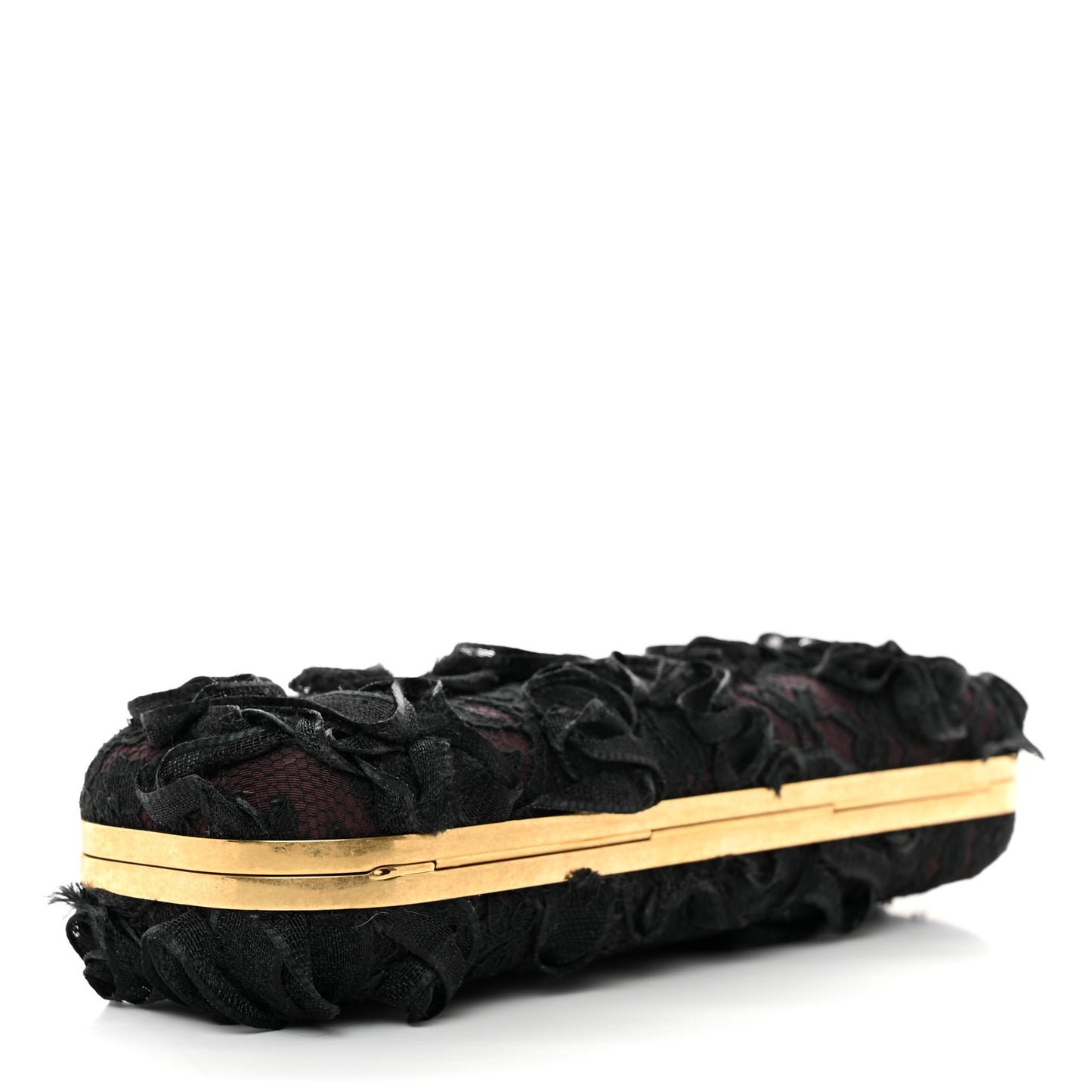 Lace Twin Skull Box Clutch Black Pink