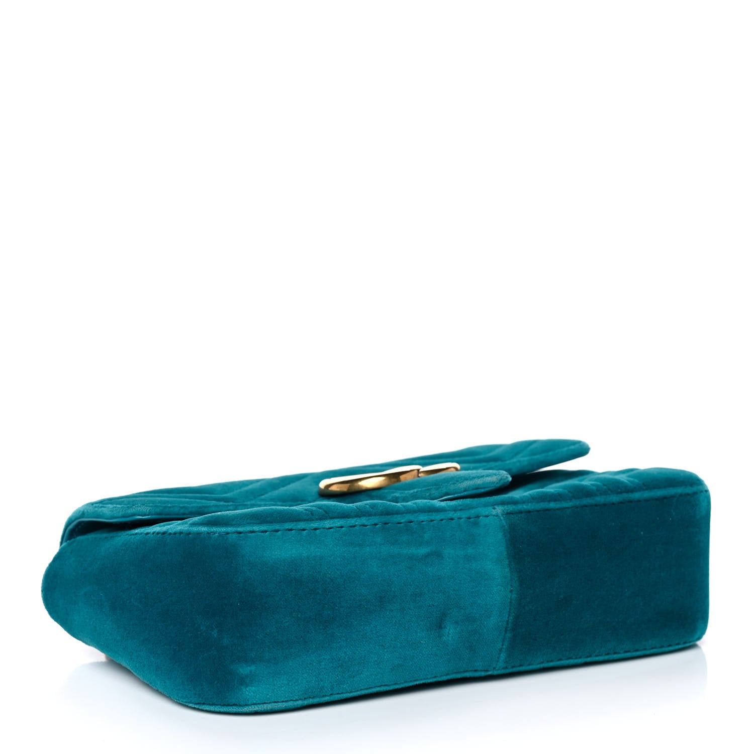 Gucci Velvet Matelasse Mini GG Marmont Shoulder Bag Pavone Cyan 4 of 13