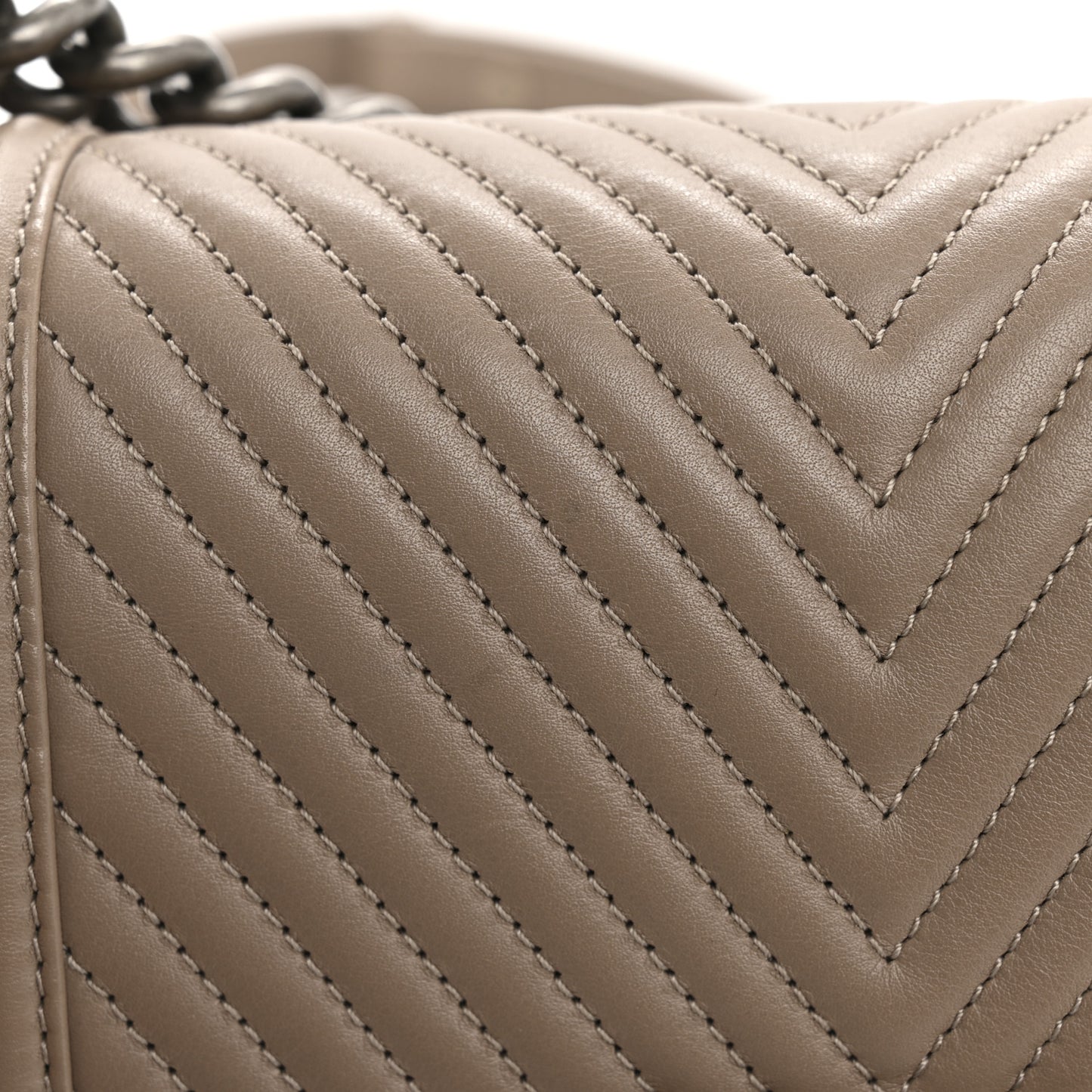 Calfskin Chevron Quilted Small Boy Flap Dark Beige