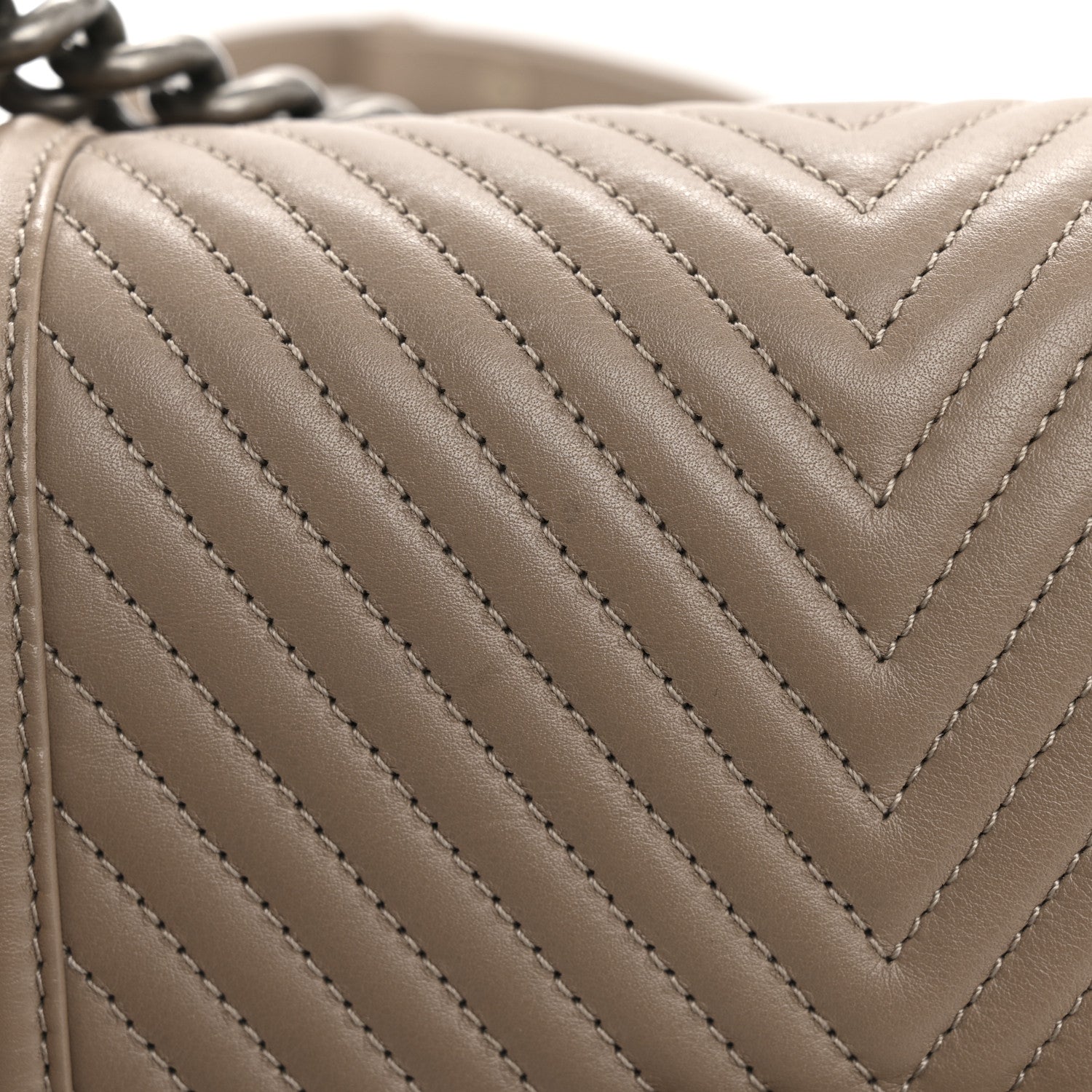 Chanel Calfskin Chevron Quilted Small Boy Flap Dark Beige 14 of 14