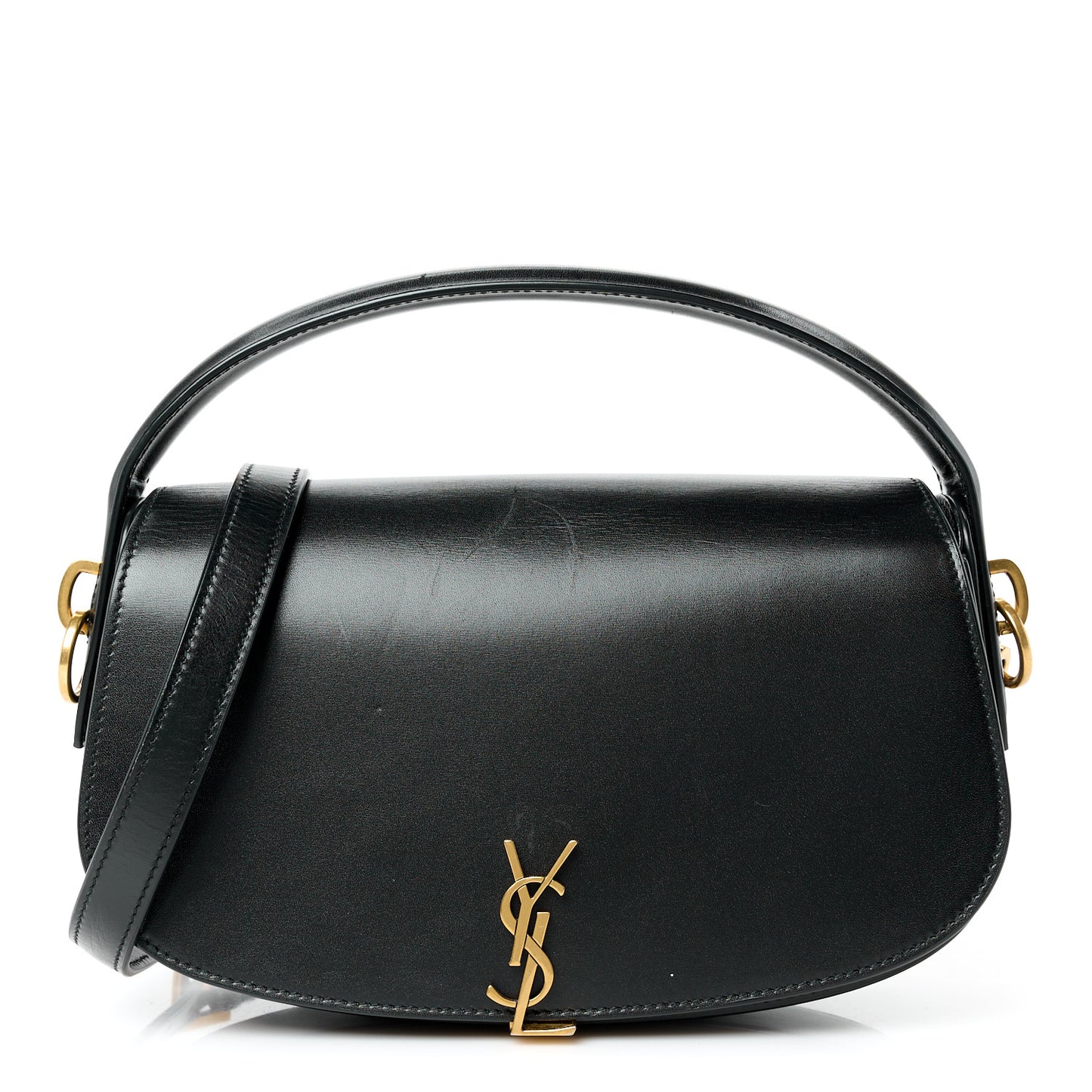 Box Calfskin Voltaire Top Handle Crossbody Bag Black