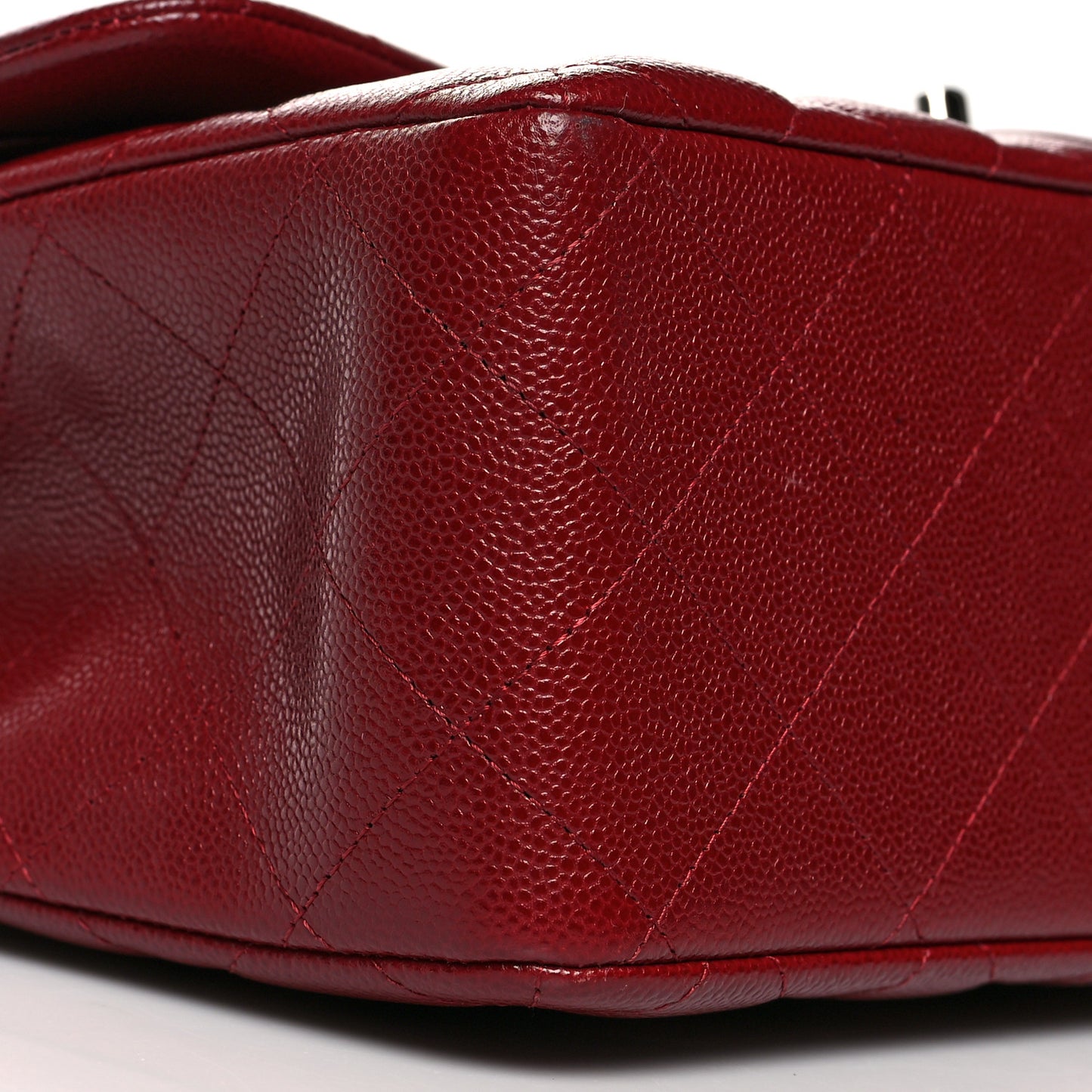 Caviar Quilted Jumbo Double Flap Dark Red