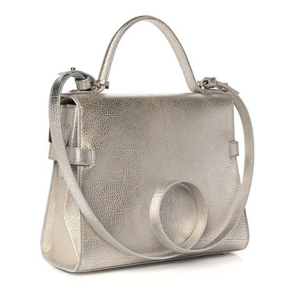 Delvaux Metallic Crispy Calfskin MM Metal Frame Tempete Satchel Antique Silver 3 of 13