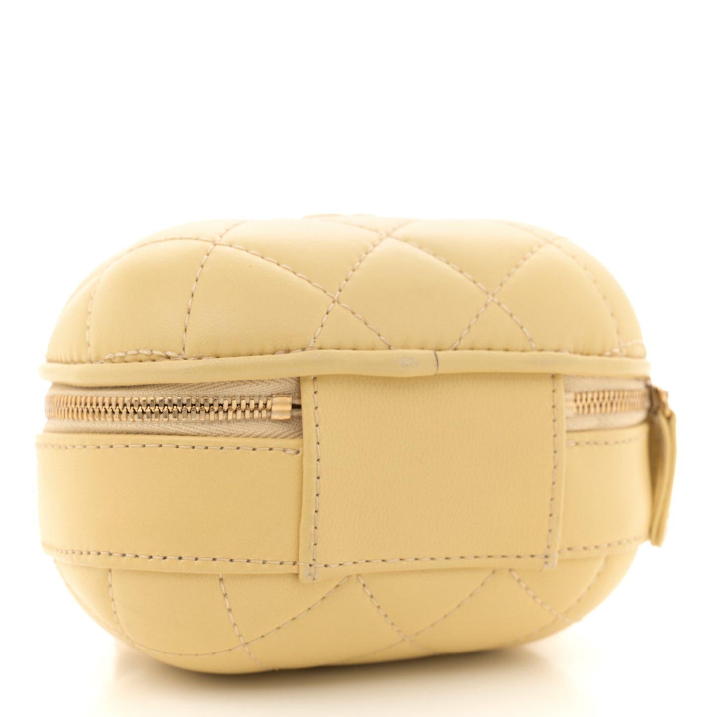Lambskin Quilted CC Bubble Vanity Case With Chain Light Yellow