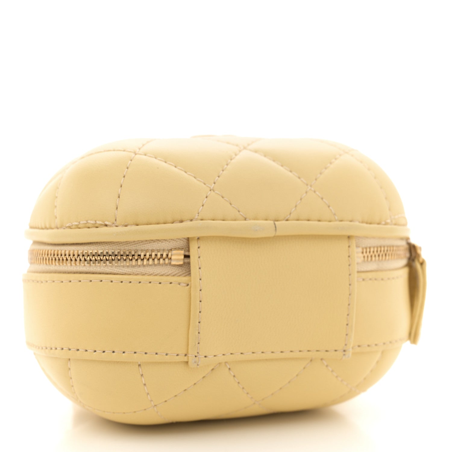 Chanel Lambskin Quilted CC Bubble Vanity Case With Chain Light Yellow 4 of 10