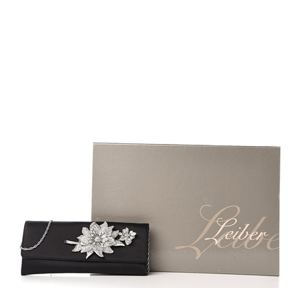 Judith Leiber Crystal Satin Flower Clutch Black 6 of 6