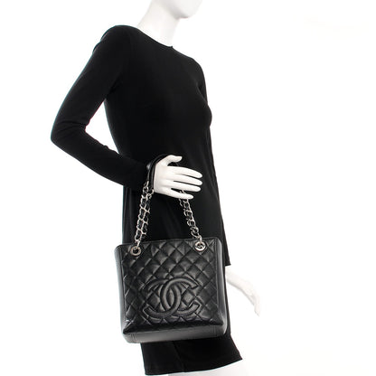 Chanel Caviar Quilted Petit Shopping Tote PST Black 2 of 10