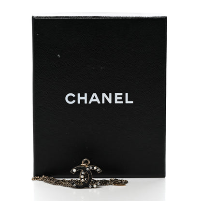 Chanel Enamel Crystal Pearl CC Pendant Necklace Ruthenium 6 of 6