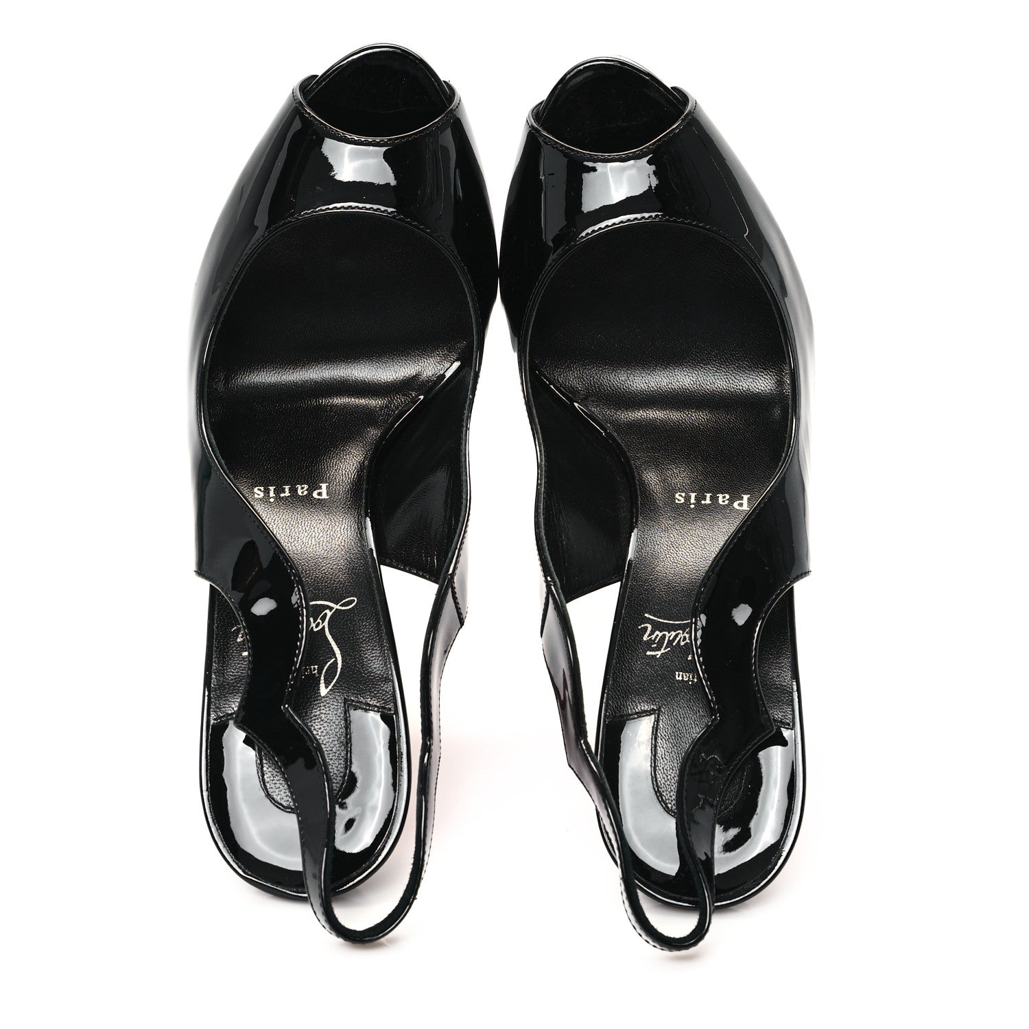 Christian Louboutin Patent Hot Chick Slingback Platform Peep Toe 120 Pumps 39 Black 2 of 8